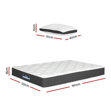Giselle Bedding 18cm Mattress Medium Soft w/Pillows Double - RnR Galore