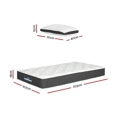 Giselle Bedding 18cm Mattress Medium Soft w/Pillows King Single - RnR Galore