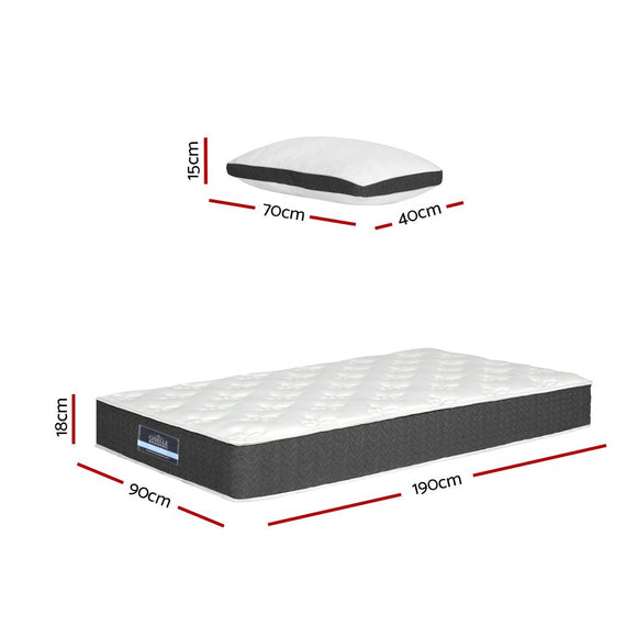Giselle Bedding 18cm Mattress Medium Soft w/Pillows Single - RnR Galore