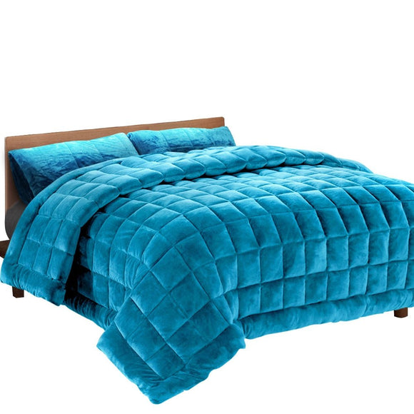 Giselle Bedding Faux Mink Quilt Blue King - RnR Galore