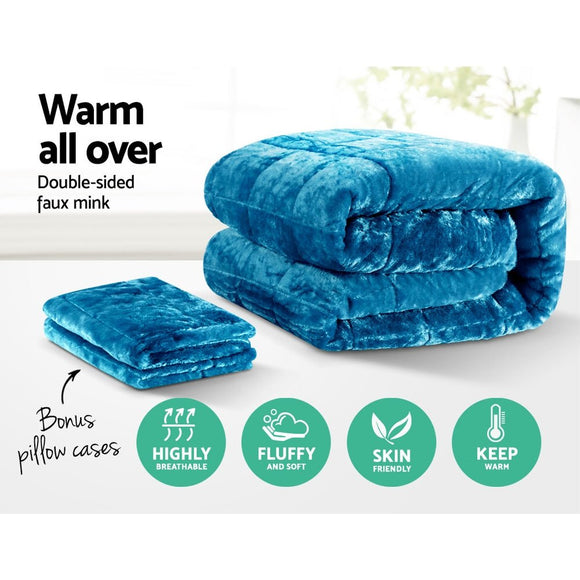Giselle Bedding Faux Mink Quilt Blue Queen - RnR Galore