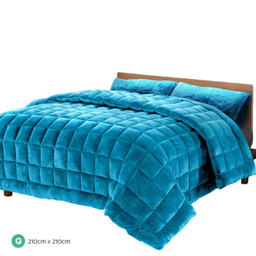 Giselle Bedding Faux Mink Quilt Blue Queen - RnR Galore