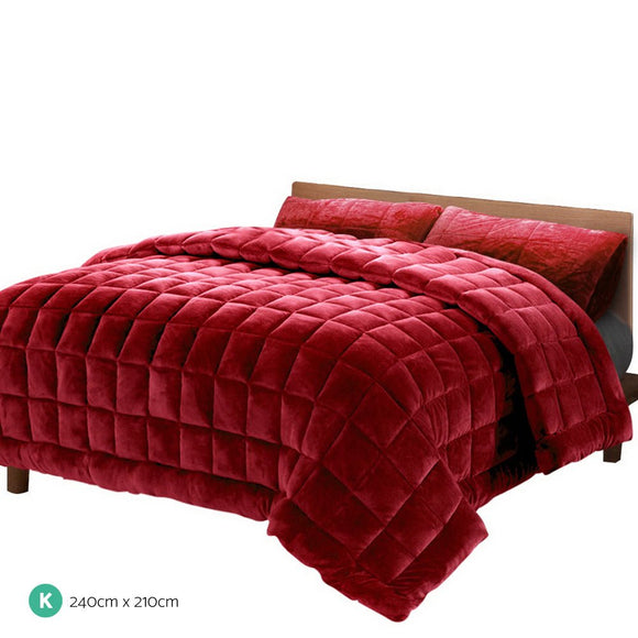 Giselle Bedding Faux Mink Quilt Burgundy King - RnR Galore