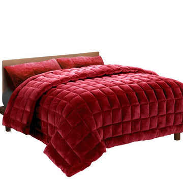Giselle Bedding Faux Mink Quilt Burgundy Super King - RnR Galore