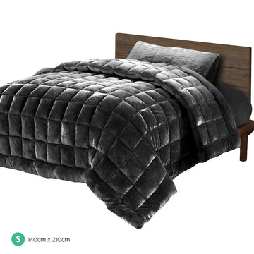 Giselle Bedding Faux Mink Quilt Charcoal Single - RnR Galore