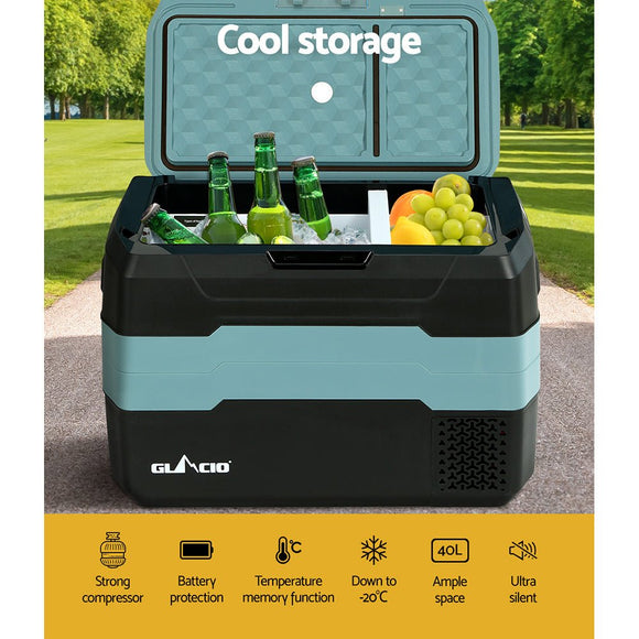 Glacio 40L Portable Fridge Freezer Fridges Cooler Camping 12V/24V/240V Caravan - RnR Galore