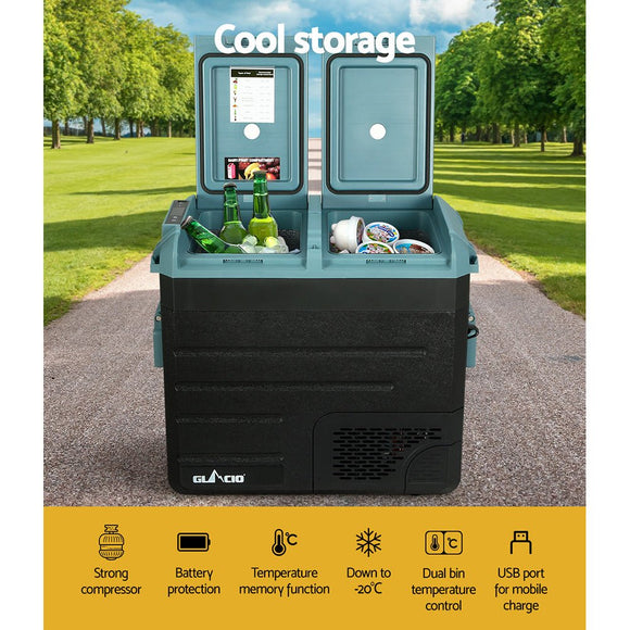 Glacio 60L Portable Fridge Freezer Cooler Camping 12V/24V/240V Caravan Car - RnR Galore