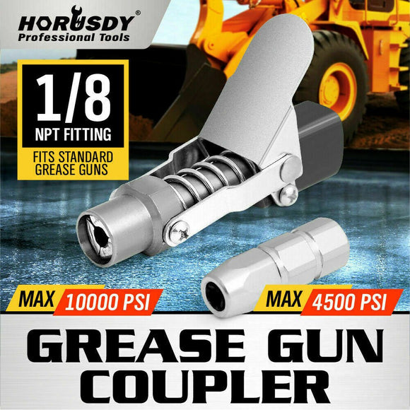 Grease Gun Coupler Quick Release & Lock 1/8‘’ NPT Rated 10,000 PSI Storage Case - RnR Galore