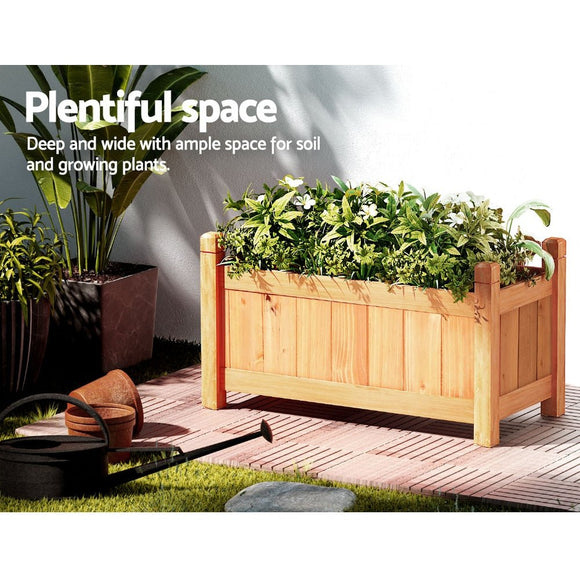 Green Fingers Garden Bed 60x30x33cm Wooden Planter Box Raised Container Growing - RnR Galore