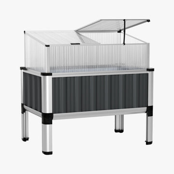 Green Fingers Garden Bed 80x49x74cm Greenhouse Planter Box Raised Galvanised Herb - RnR Galore