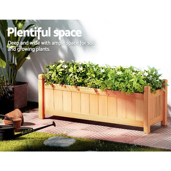 Green Fingers Garden Bed 90x30x33cm Wooden Planter Box Raised Container Growing - RnR Galore