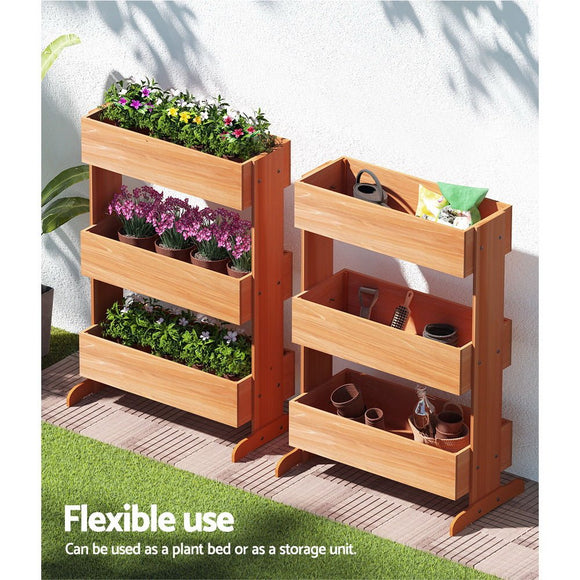 Green Fingers Garden Bed Elevated 69x39x106cm Wooden Planter Box Container Herb - RnR Galore