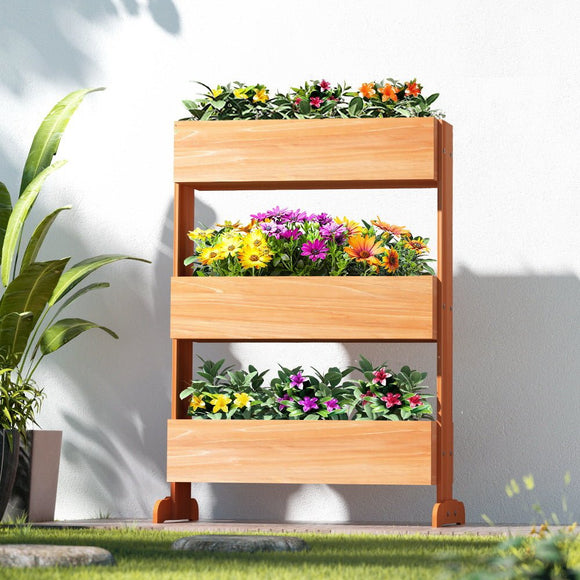 Green Fingers Garden Bed Elevated 69x39x106cm Wooden Planter Box Container Herb - RnR Galore