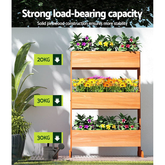 Green Fingers Garden Bed Elevated 69x39x106cm Wooden Planter Box Container Herb - RnR Galore