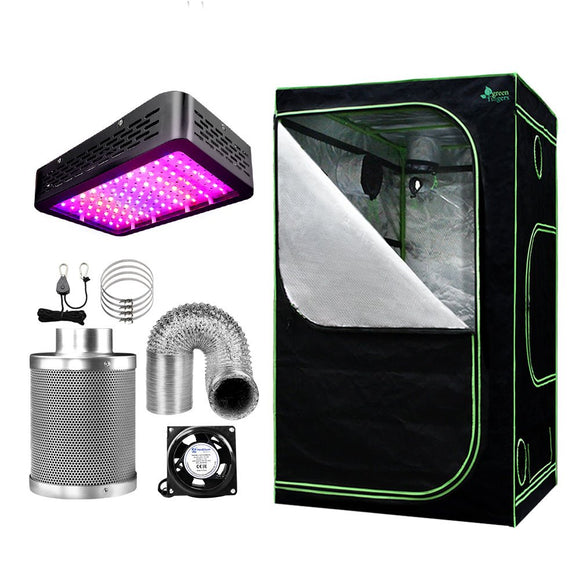 Green Fingers Grow Tent Light Kit 90x90x180CM 1000W LED 6" Vent Fan,Green Fingers Grow Tent Light Kit LED 1000W Full Spectrum 6" Vent 90x90x180CM - RnR Galore