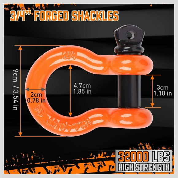 Heavy Duty 9.1M Recovery Tow Straps Snatch Kit - 32,000 LBS Break Strength with D - Ring Shackles for Off - Roading Recovery and Hauling - RnR Galore