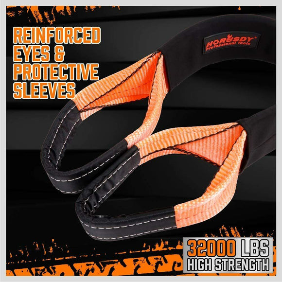 Heavy Duty 9.1M Recovery Tow Straps Snatch Kit - 32,000 LBS Break Strength with D - Ring Shackles for Off - Roading Recovery and Hauling - RnR Galore