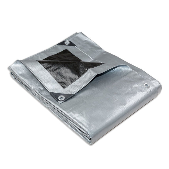 Heavy Duty Silver Black Tarp Tarpaulin 4.9x7.3m - RnR Galore