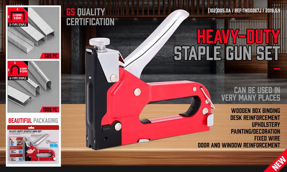 Heavy Duty Staple Gun Set 2in1 Stapler 1500Pc Staples Tacker Hand Fastener Tool - RnR Galore