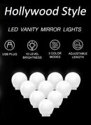 Hollywood Vanity Style LED Makeup Lights Mirror with 3 Color Modes Lights with 10 Dimmable Bulbs (Mirror Not Include) - RnR Galore