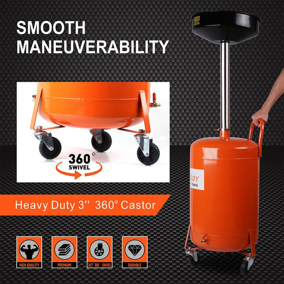 HORUSDY 80L Mobile Waste Oil Drainer Telescopic Workshop Fluid Collection Tank - RnR Galore