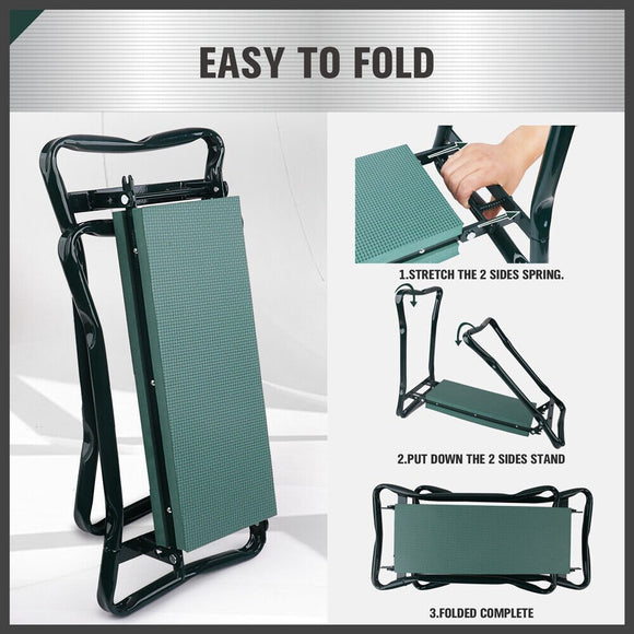 HORUSDY Garden Kneeler Bench Foldable Stool Knee Soft Pad Seat with Tool Pouch - RnR Galore