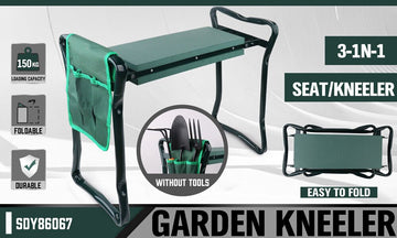 HORUSDY Garden Kneeler Bench Foldable Stool Knee Soft Pad Seat with Tool Pouch - RnR Galore