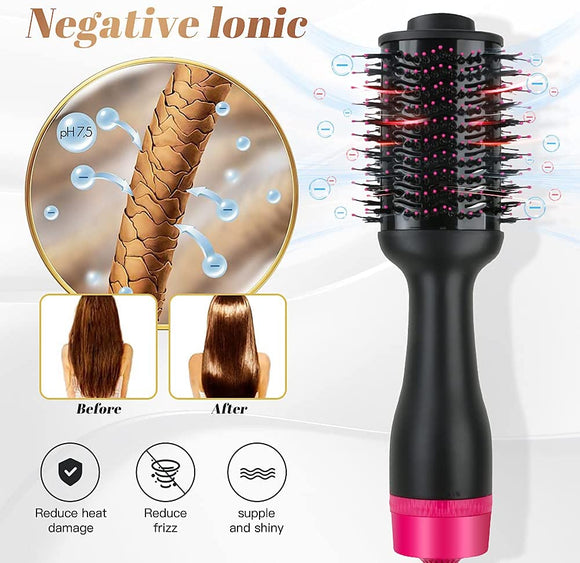 Hot Air One - Step Hair Dryer Negative Ion Anti - Frizz Blowout for Drying,Straightening, Curling and Volumizer (AU Plug) - RnR Galore
