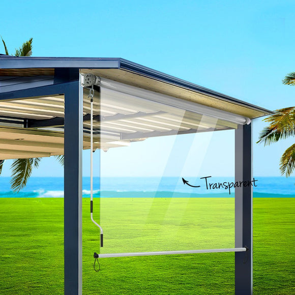 Instahut 1.5X2.4M Outdoor Blinds Clear Roll Down Awning Retractable Outdoor Blinds Water Wind Proof Transparent - RnR Galore