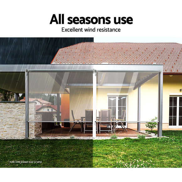Instahut 1.5X2.4M Outdoor Blinds Clear Roll Down Awning Retractable Outdoor Blinds Water Wind Proof Transparent - RnR Galore