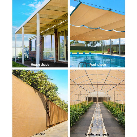 Instahut 90% Shade Cloth 3.66x30m Shadecloth Sail Heavy Duty Beige - RnR Galore