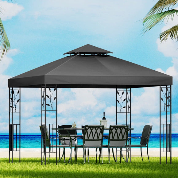 Instahut Gazebo 3x3m Marquee Outdoor Wedding Party Event Tent Home Iron Art Shade Grey - RnR Galore