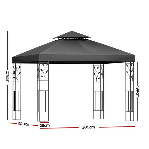 Instahut Gazebo 3x3m Marquee Outdoor Wedding Party Event Tent Home Iron Art Shade Grey - RnR Galore