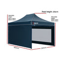 Instahut Gazebo 3x4.5 Pop Up Marquee Folding Wedding Tent Gazebos Camping Outdoor Shade Canopy Navy - RnR Galore
