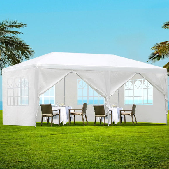 Instahut Gazebo 3x6m Marquee Wedding Party Tent Outdoor Camping Side Wall Canopy 6 Panel White - RnR Galore