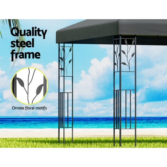 Instahut Gazebo 4x3m Marquee Outdoor Wedding Party Event Tent Home Iron Art Shade Grey - RnR Galore