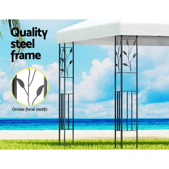 Instahut Gazebo 4x3m Marquee Outdoor Wedding Party Event Tent Home Iron Art Shade White - RnR Galore