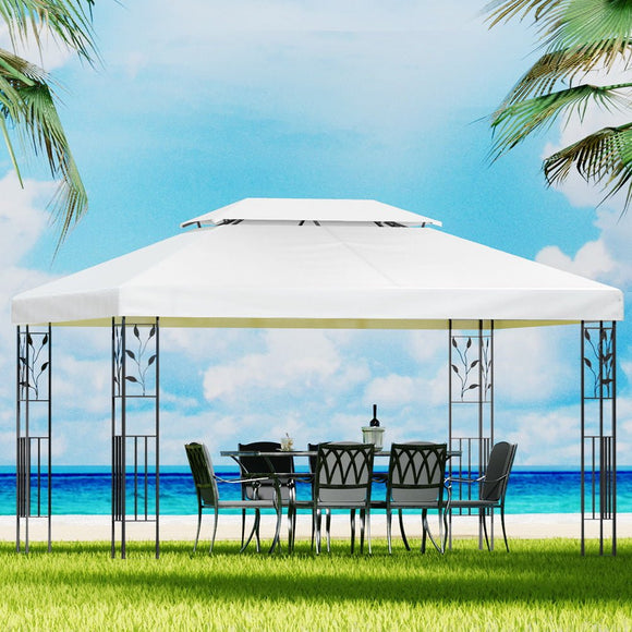 Instahut Gazebo 4x3m Marquee Outdoor Wedding Party Event Tent Home Iron Art Shade White - RnR Galore