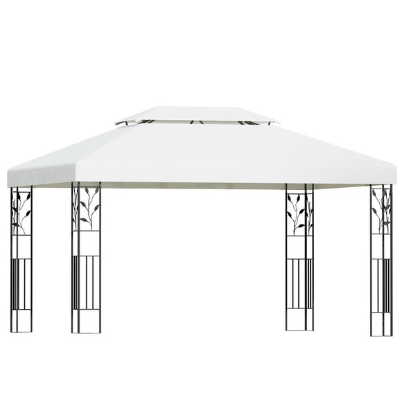 Instahut Gazebo 4x3m Marquee Outdoor Wedding Party Event Tent Home Iron Art Shade White - RnR Galore