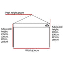 Instahut Gazebo Pop Up 3x3m w/Base Podx4 Marquee Folding Outdoor Wedding Camping Tent Shade Canopy White - RnR Galore