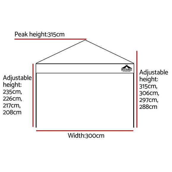 Instahut Gazebo Pop Up 3x3m w/Base Podx4 Marquee Folding Outdoor Wedding Camping Tent Shade Canopy White - RnR Galore