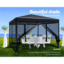 Instahut Gazebo Pop Up Marquee 3x3m Wedding Party Outdoor Camping Tent Canopy Shade Mesh Wall Black - RnR Galore