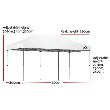 Instahut Gazebo Pop Up Marquee 3x6 Folding 500D Wedding Tent Base Pod White - RnR Galore