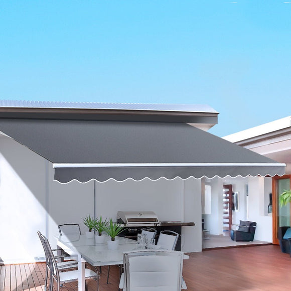 Instahut Retractable Folding Arm Awning Manual Sunshade 2.5Mx2M Grey - RnR Galore