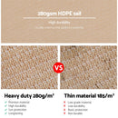 Instahut Shade Sail 2x4m Rectangle 280GSM 98% Sand Shade Cloth - RnR Galore