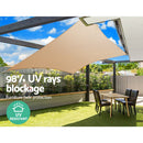 Instahut Shade Sail 5x5m Square 280GSM 98% Sand Shade Cloth - RnR Galore