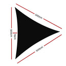 Instahut Shade Sail 5x5x5m Triangle 280GSM 98% Black Shade Cloth - RnR Galore