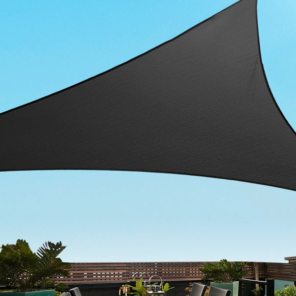 Instahut Shade Sail 5x5x5m Triangle 280GSM 98% Black Shade Cloth - RnR Galore