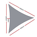 Instahut Shade Sail 6x6x6m Triangle 280GSM 98% Grey Shade Cloth - RnR Galore