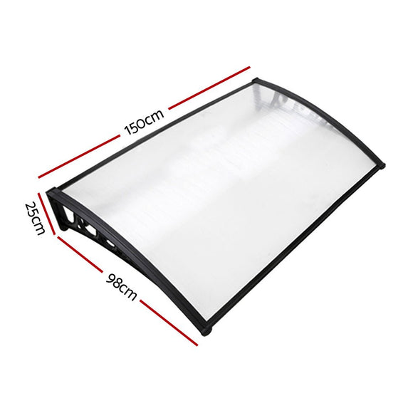 Instahut Window Door Awning 1mx1.5m Transparent Hollow Sheet Plastic Frame - RnR Galore